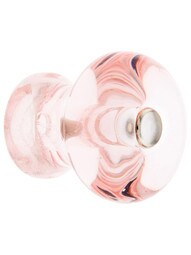 Depression Pink Round Glass Mushroom Cabinet Knob With Nickel Bolt
