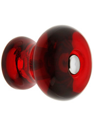 Ruby Red Round Glass Mushroom Cabinet Knob With Nickel Bolt