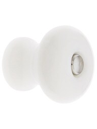 White Round Glass Mushroom Cabinet Knob With Nickel Bolt