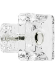 Square Clear Glass Cabinet Knob With Nickel Bolt