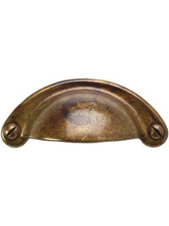 Classic Cup Bin Pull - 2 1/2" Center-to-Center in Antique Brass Distressed