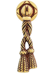 7/8 x 2 13/16-inch Rope Tassel Drop Pull with Round Rosette in French Antique Gold