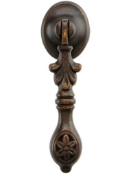 Flower Pendant Drop Pull With Oval Rosette in Oil Rubbed Bronze