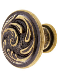 Small Swirl Cabinet Knob In Antique Brass Dark
