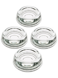 Set of 4 Glass Furniture Caster Cups - 2 9/16" Diameter In Clear Glass