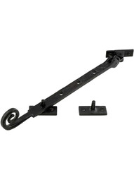 10 1/2" Cast iron Casement Stay With Curled Tail In Matte Black