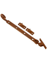 10 1/2" Cast iron Casement Stay In Rusted Iron with Curly Tail