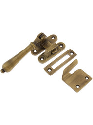 Solid Brass Casement Window Latch With Pendant Handle In Antique Brass
