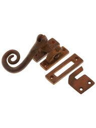 Cast Iron Swirl Casement Latch in Rust Finish