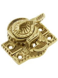 Solid Brass Eastlake Style Sash Lock in Unlacquered Brass