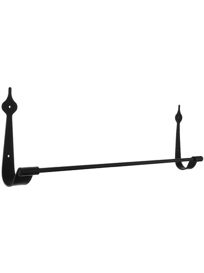Forged Iron 25 1/2 inch Towel Bar with a Lacquered Black Finish