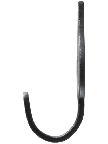 Alternate View of 1 1/2 inch Forged-Iron Colonial Heart Hook with a Lacquered Black Finish.