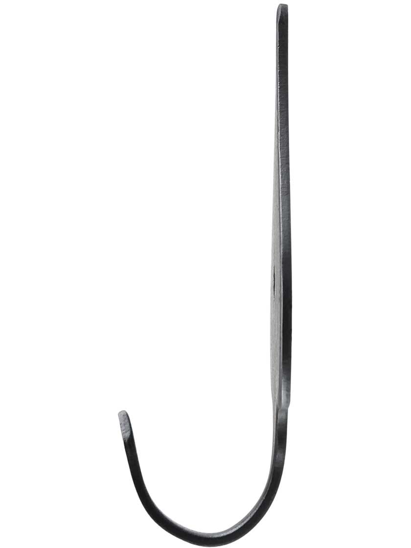 Alternate View of 3 inch Forged-Iron Colonial Heart Hook with a Lacquered Black Finish.