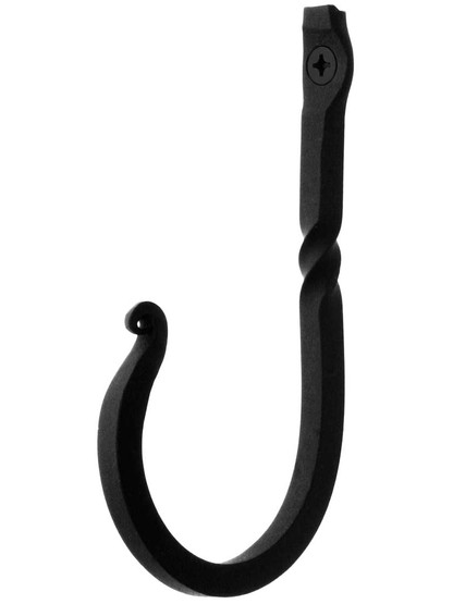 3 1/2 inch Hand-Forged Single Hook with a Lacquered Black Finish.