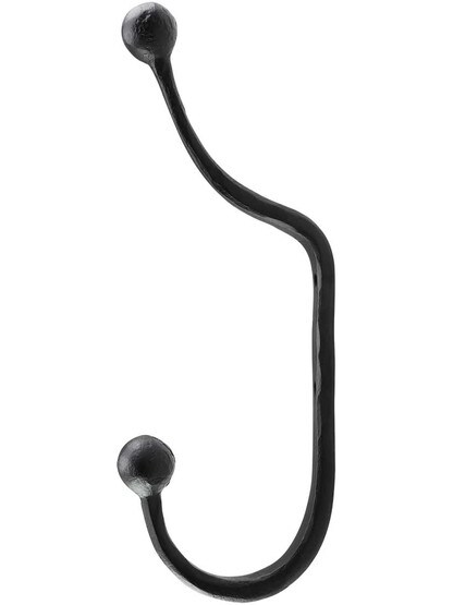 Alternate View of Hand Forged Iron-Ball Double Hook with a Lacquered Black Finish.