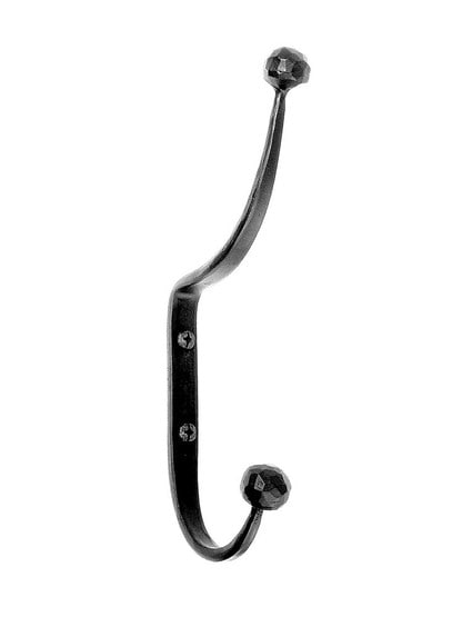 Alternate View 3 of Hand Forged Iron-Ball Double Hook with a Lacquered Black Finish.