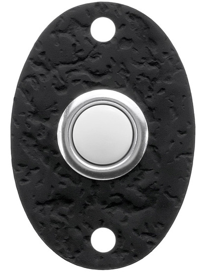 Rustic Iron Oval Door Bell Buzzer with a Lacquered Black Finish