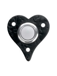 Rustic Iron Heart Door Bell Buzzer with a Lacquered Black Finish