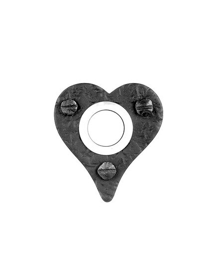 Alternate View of Rustic Iron Heart Door Bell Buzzer with a Lacquered Black Finish
