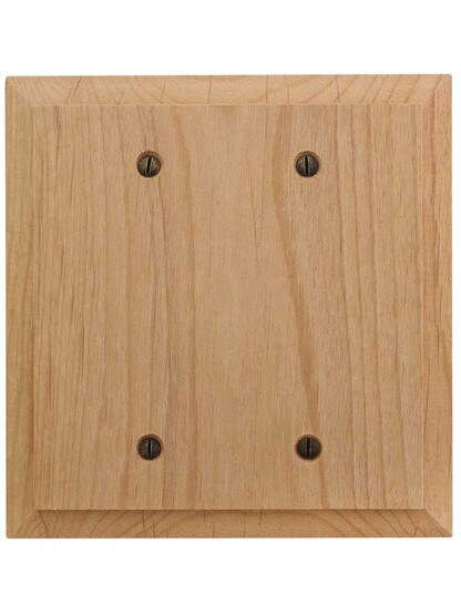 Alternate View of Alder Wood Unfinished Double-Blank Cover Plate.