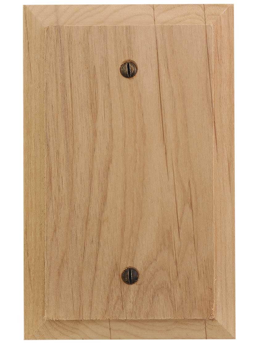 Alternate View of Alder Wood Unfinished Single-Blank Cover Plate.