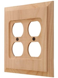 Alder Wood Unfinished Double-Gang Duplex Cover Plate