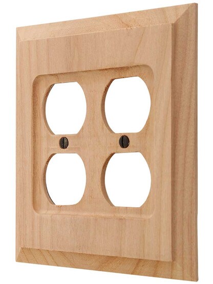 Alder Wood Unfinished Double-Gang Duplex Cover Plate.