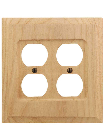 Alternate View of Alder Wood Unfinished Double-Gang Duplex Cover Plate.