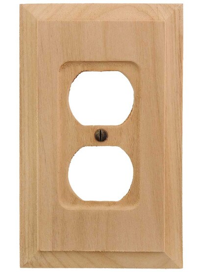 Alternate View of Alder Wood Unfinished Single-Duplex Cover Plate.