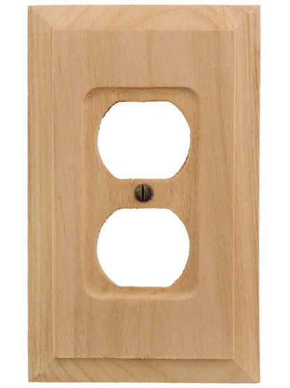 Alternate View of Alder Wood Unfinished Single-Duplex Cover Plate.
