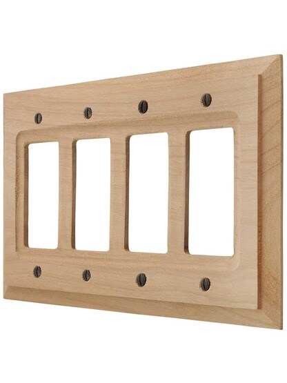 Alder Wood Unfinished Quad-GFI Switch Plate.