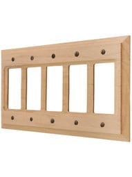 Alder Wood Unfinished 5-Gang GFI Switch Plate.