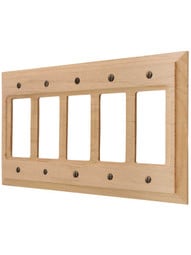 Alder Wood Unfinished 5-Gang GFI Switch Plate