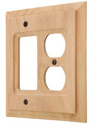 Alder Wood Unfinished Duplex/GFI Combination Cover Plate.