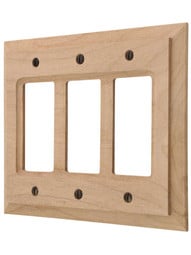 Alder Wood Unfinished Triple-GFI Switch Plate.
