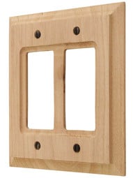 Alder Wood Unfinished Double-GFI Switch Plate