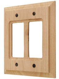 Alder Wood Unfinished Double-GFI Switch Plate.