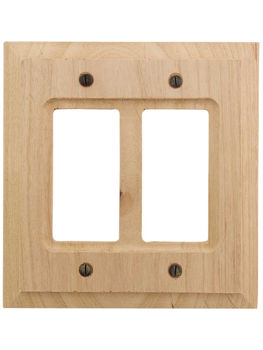 Alternate View of Alder Wood Unfinished Double-GFI Switch Plate.