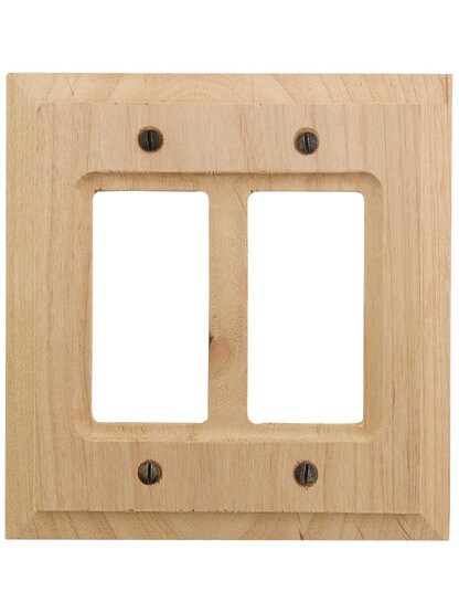 Alternate View of Alder Wood Unfinished Double-GFI Switch Plate.
