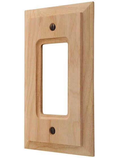 Alder Wood Unfinished Single-GFI Switch Plate.