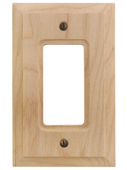Alternate View of Alder Wood Unfinished Single-GFI Switch Plate.