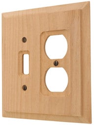 Alder Wood Unfinished Toggle/Duplex Combination Switch Plate