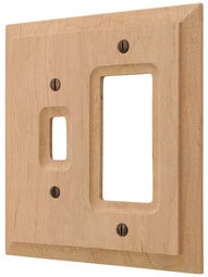 Alder Wood Unfinished Toggle/GFI Combination Switch Plate.