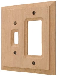 Alder Wood Unfinished Toggle/GFI Combination Switch Plate