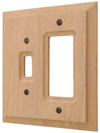 Alder Wood Unfinished Toggle/GFI Combination Switch Plate.