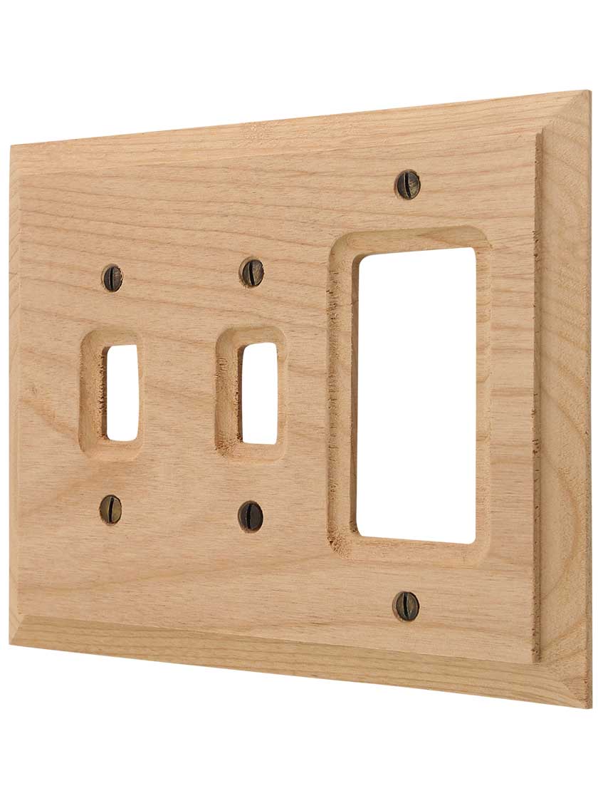 Alder Wood Unfinished Double Toggle/GFI Switch Plate.
