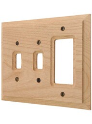 Alder Wood Unfinished Double Toggle/GFI Switch Plate.