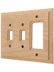 Alder Wood Unfinished Double Toggle/GFI Switch Plate