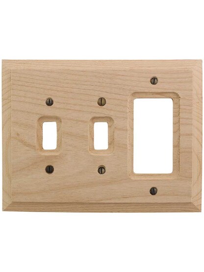 Alternate View of Alder Wood Unfinished Double Toggle/GFI Switch Plate.