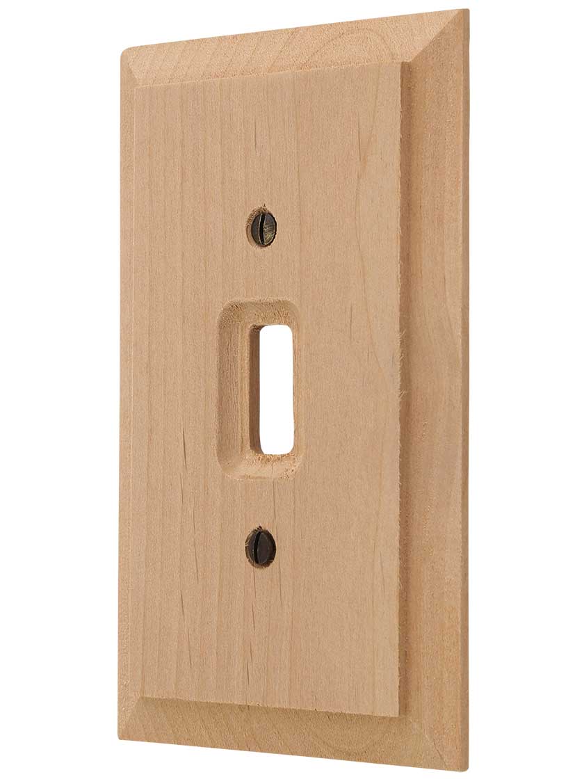 Alder Wood Unfinished Single-Toggle Switch Plate.
